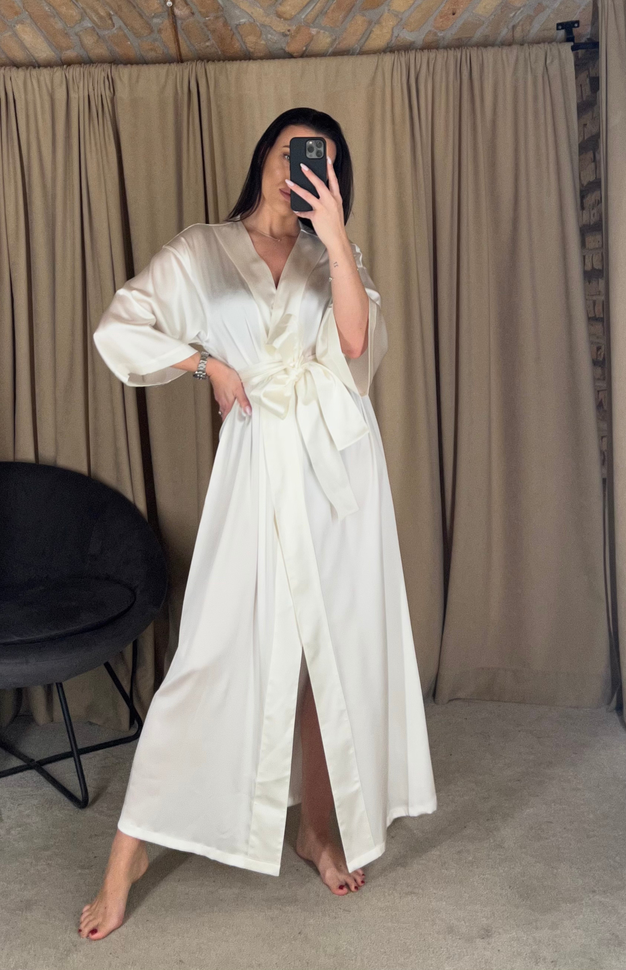 BIANCO LUNGO šilkinis kimono