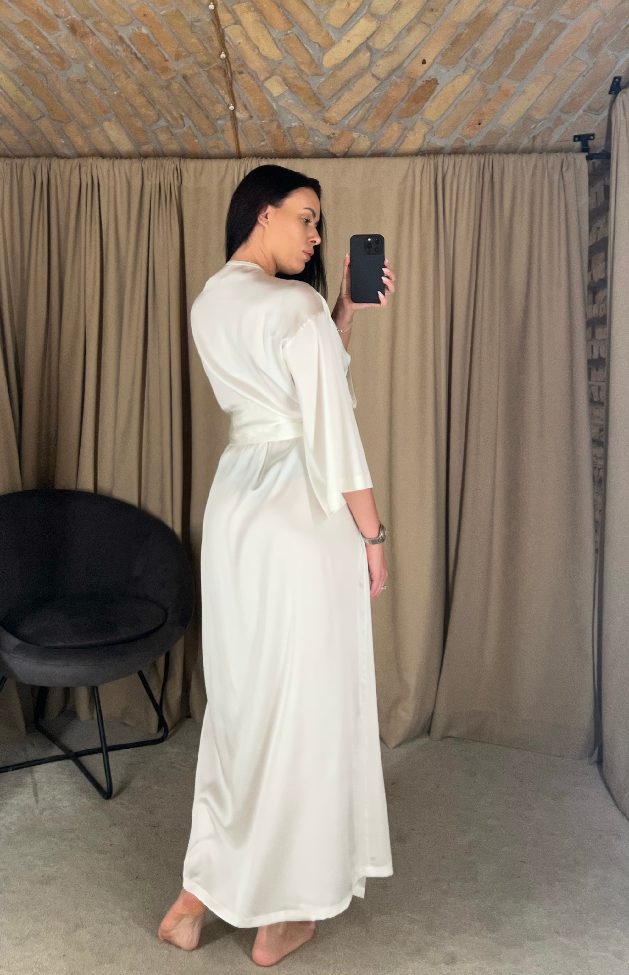 BIANCO LUNGO šilkinis kimono