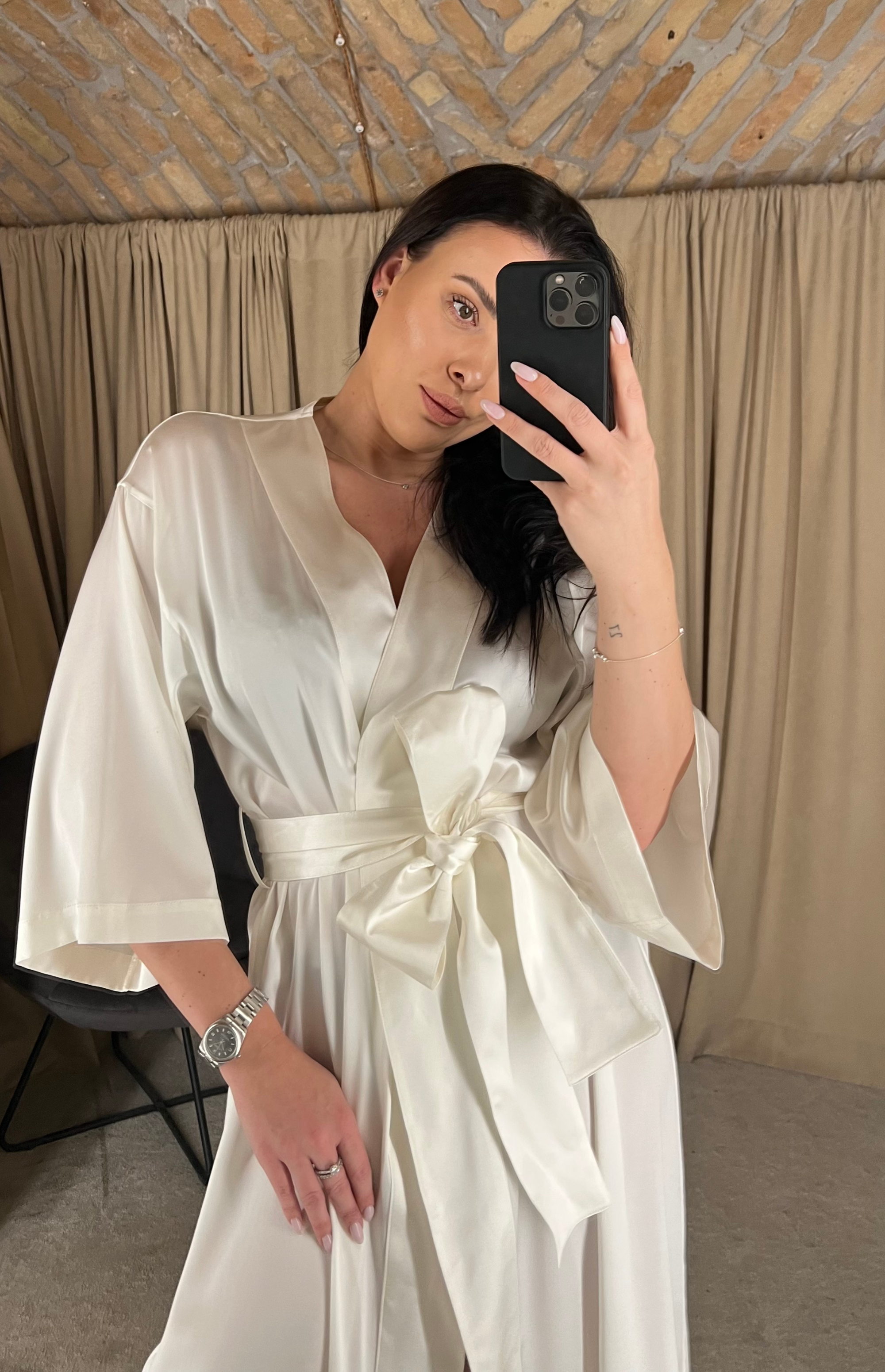 BIANCO LUNGO šilkinis kimono